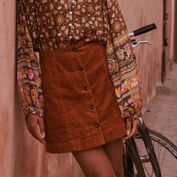 Spell Faye Corduroy Skirt in Caramel Size M - Picture 9 of 11